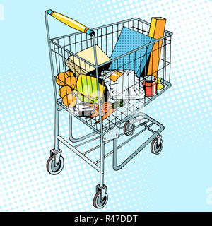 Lebensmittelgeschäft-Trolley mit Essen Stockfoto