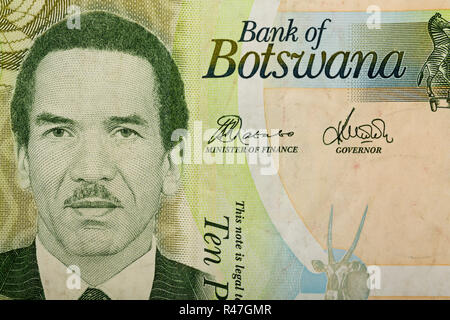 Detail von 10 Botswana Pula Banknote Stockfoto