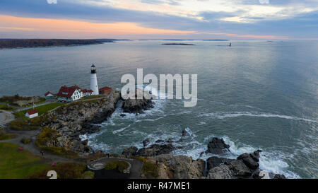 Luftaufnahme Portland Head Lighthouse Tower Bundesstaat Maine Stockfoto