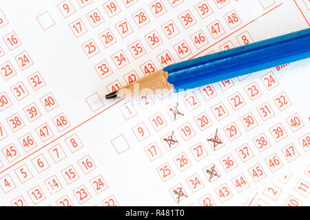 Kennzeichnung Zahlen auf Lottery ticket Stockfoto