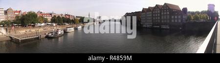 Landschaft Foto der Weser in Bremen vom Bürgermeister smidt Brücke Stockfoto