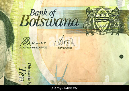 Detail von 10 Botswana Pula Banknote Stockfoto