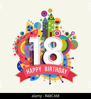 Happy Birthday 18 Jahre Grußkarte poster Farbe Stockfoto