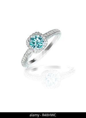 Blue Diamond engagment Ring Stockfoto