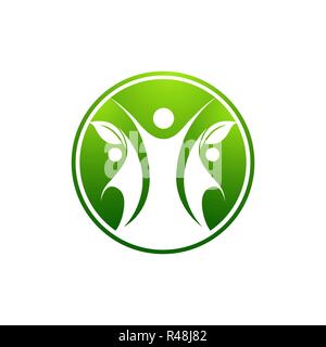 Menschlichen Charakter logo Zeichen, Gesundheitswesen Logo. Natur logo unterzeichnen. Green Life Logo Zeichen Stock Vektor
