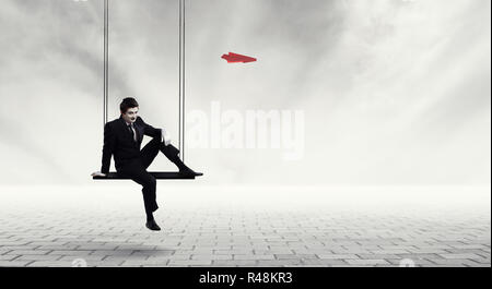 Junger Mann Mime. Mixed Media Stockfoto