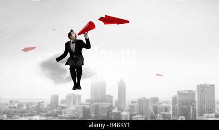 Junger Mann Mime. Mixed Media Stockfoto