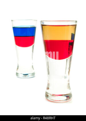 Cocktails Sammlung - Russische geschossen und roten Tequila, Cocktails Sammlung - Russische geschossen und roten Tequila, Cocktails Sammlung - Russische geschossen und roten Tequila, Cocktails Sammlung - Russische geschossen und roten Tequila Stockfoto