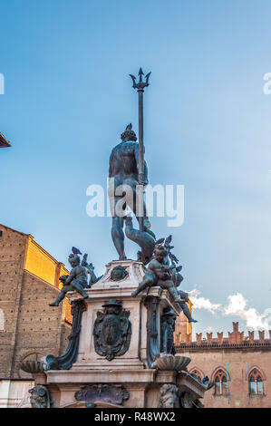 Neptun-Brunnen in der Piazza Maggiore in Bologna, Italien Stockfoto