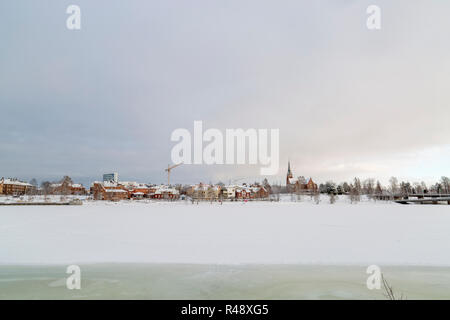 Stadt UmeÃ ¥, Schweden im Winter Stockfoto