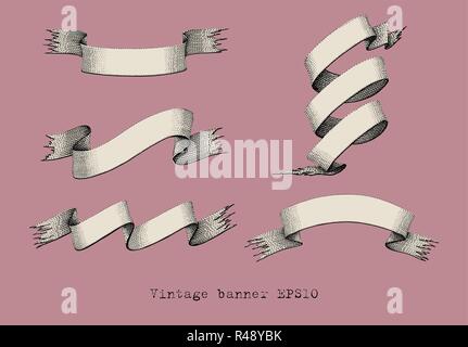 Vintage Banner hand Zeichnung Gravur Abbildung Stock Vektor
