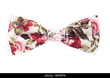 Blume Farben Bow Tie auf weißem Hintergrund Stockfoto