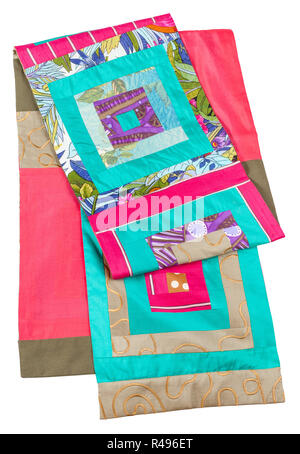 Handmade patchwork Seidenschal mit quadratischen Ornament Stockfoto