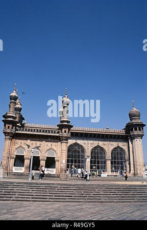 Ansicht der Mecca Masjid in Hyderabad, Andhra Pradesh, Indien, Asien Stockfoto