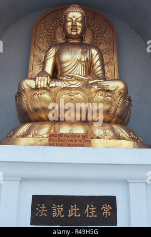 Erleuchtung goldene Statue des Sitzenden Buddha, Vaishali, Bihar, Indien, Asien Stockfoto