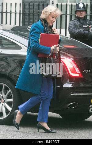London, Großbritannien. 26. November 2018. Andrea Leadsom MP, Führer des Unterhauses kommt an der Downing Street Credit: Amer ghazzal/Alamy leben Nachrichten Stockfoto