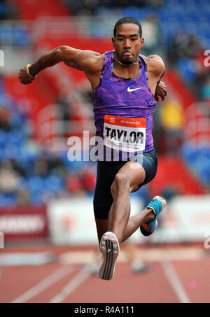 Ostrava, Tschechische Republik. 26. Mai 2015. Christian Taylor von den USA konkurriert Dreisprung Männer im Golden Spike (Zlata Tretra) athletischen Konferenz IAAF in Ostrava, Tschechische Republik, 26. Mai 2015. Credit: Slavek Ruta/ZUMA Draht/Alamy leben Nachrichten Stockfoto