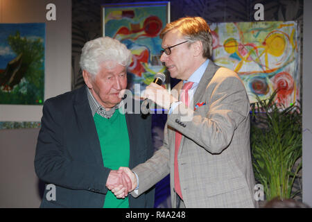 Thorsten Laussch, Gotthilf Fischer, Sprechen im Kult Eiscafé, Hamburg, 17.04.2016 Stockfoto