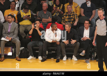 Donnerstag, Oktober 25,2018; Promis bei den Lakers Spiel. Die Los Angeles Lakers besiegten die Denver Nuggets durch die endgültige Punktzahl von 121-114 im Staples Center in Los Angeles, CA. Mit: Michael B Jordan Wo: Los Angeles, Kalifornien, Vereinigte Staaten, wenn: 25 Okt 2018 Credit: WENN.com Stockfoto