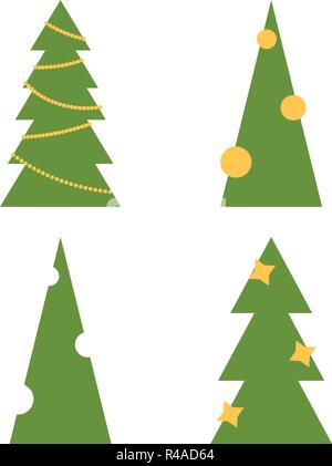 Satz von vier Weihnachtsbäume im Stil von flachen Stock Vektor