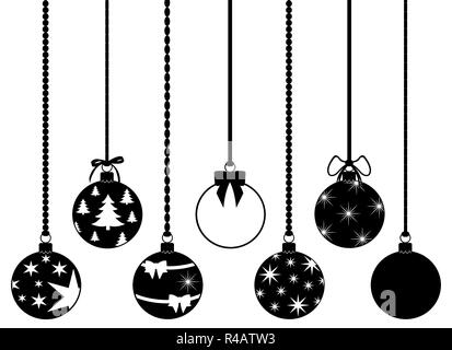 Satz von verschiedenen hingen Weihnachtsdekorationen isoliert auf weißem Stockfoto
