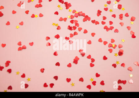 Goldenen Herzchen Auf Rosa Magenta Hintergrund Mit Sternen Stockfotografie Alamy