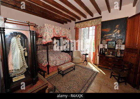 Finca Els Calderers, Schlafzimmer, Sant Joan, Mallorca, Spanien, Europa Stockfoto