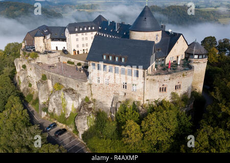 Drone Foto, Schloss Waldeck Hotel Schloss Waldeck, Hessen, Deutschland, Europa Stockfoto