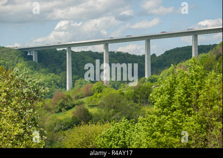 Autobahnbrücke, Kochertal Brücke, Braunsbach-Geislingen, Kochertal, Region Hohenlohe, Baden-Württemberg, Heilbronn-franken, Deutschland Stockfoto