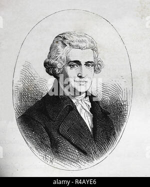 Joseph Haydn (1732-1809). Österreichischer Komponist der Klassischen Periode. Gravur der Germania, 1882. Stockfoto