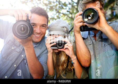 Gruppe von paparazzi Leute, die Bild Stockfoto