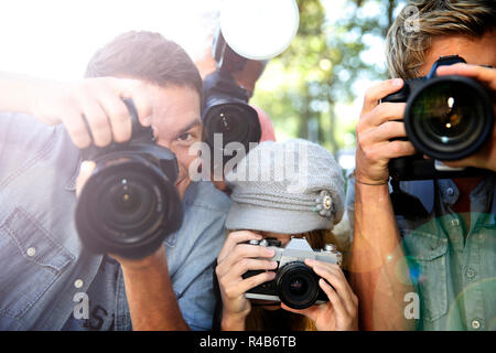 Gruppe von paparazzi Leute, die Bild Stockfoto