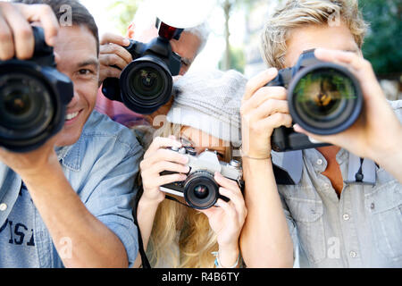 Gruppe von paparazzi Leute, die Bild Stockfoto