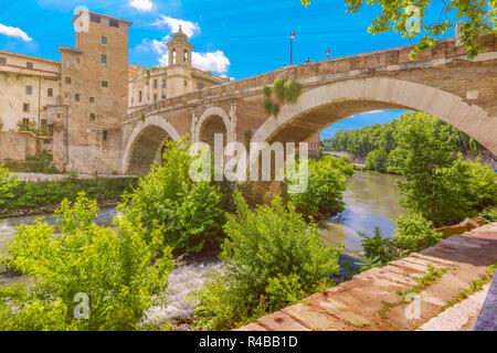 Tiberinsel in sonniger Tag, Rom, Italien Stockfoto