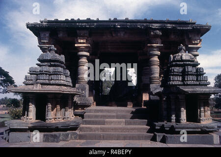 Seite Tempel des Hoysaleswara Tempel in Halebid, Karnataka, Indien, Asien Stockfoto