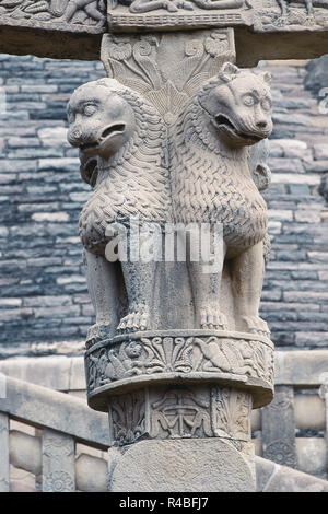 Ashoka Stambh, Sanchi, Madhya Pradesh, Indien, Asien Stockfoto