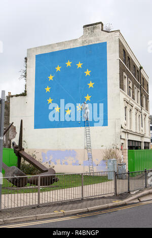 Banksy Brexit Wandbild in Dover. Stockfoto