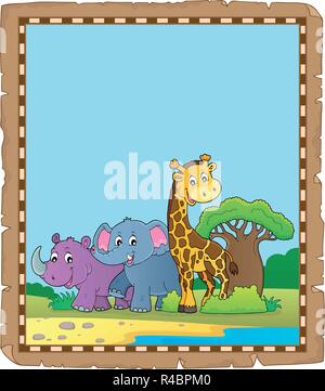 Pergament mit afrikanischen Tieren 4-eps 10 Vector Illustration. Stock Vektor