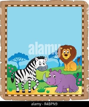 Pergament mit afrikanischen Tieren 6-eps 10 Vector Illustration. Stock Vektor