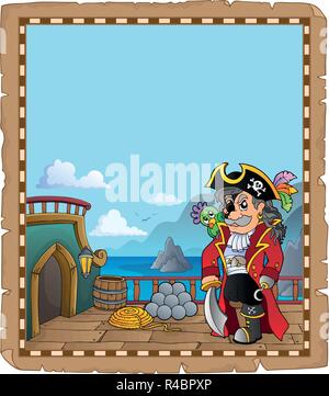 Piratenschiff deck Thema Pergament 1-eps 10 Vector Illustration. Stock Vektor