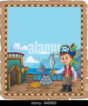 Piratenschiff deck Thema Pergament 2-eps 10 Vector Illustration. Stock Vektor