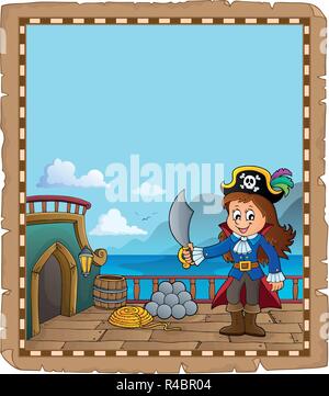 Piratenschiff deck Thema Pergament 3-eps 10 Vector Illustration. Stock Vektor
