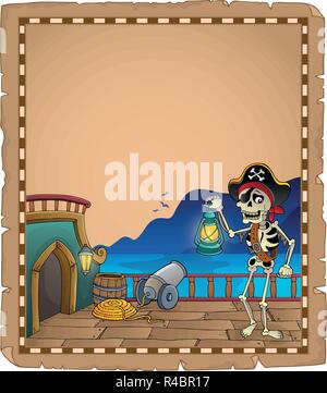 Piratenschiff deck Thema Pergament 4-eps 10 Vector Illustration. Stock Vektor
