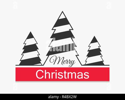Frohe Weihnachten. Festliche Hintergrund mit Weihnachtsbäumen lineare Symbol. Vector Illustration Stock Vektor