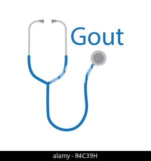 Gicht Wort und Stethoskop icon-Vector Illustration Stock Vektor