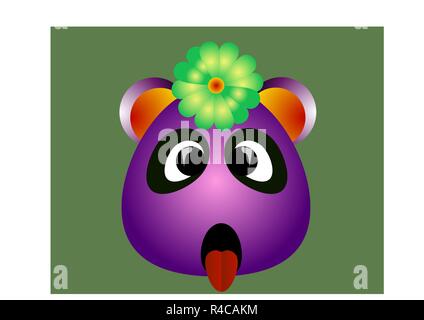 Adorable niedlich lustig Panda mit Blumen auf dem Kopf bunte Vektor Illustration. Stock Vektor