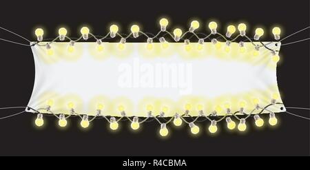 Naturalistische Spannung Banner mit leuchtenden Lampen mit Platz zum Schreiben. Vector Illustration EPS 10. Stock Vektor