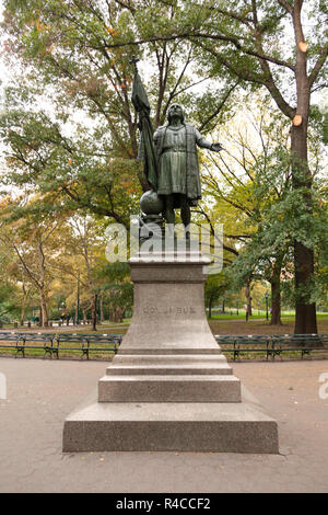 Statue von Christoph Columbus des Bildhauers Jeronimo Sunol im Central Park, New York City, New York City, USA Stockfoto