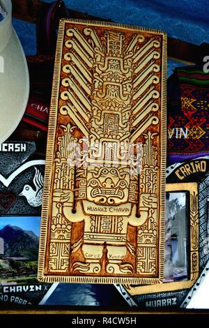 Souvenir - Archäologische Stätte in Chavin de Huantar. Abteilung der Ancash. PERU Stockfoto