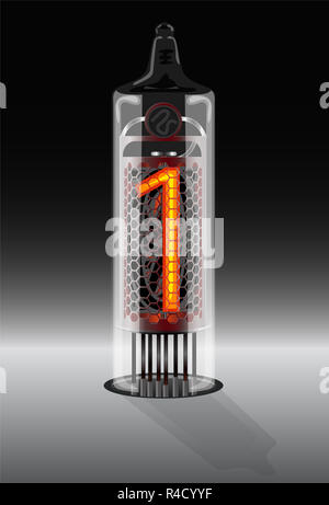 Die Ziffer 1 auf vintage Vacuum tube Display Stockfoto